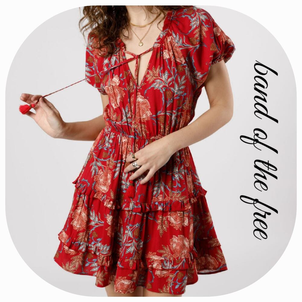 NWT B.O.G. Band of the Free Connie Floral Mini Dress Sz. M [8-10] Garnet Blush‎